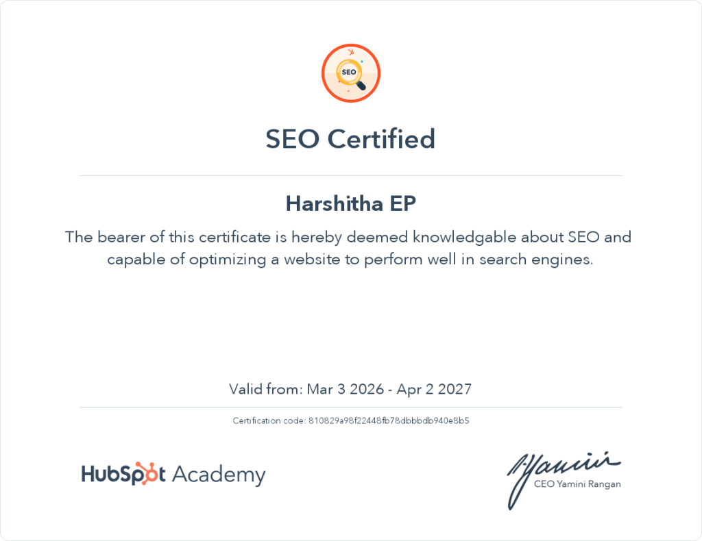 seo certificate